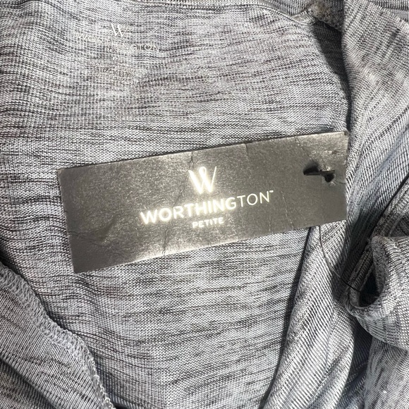 NWT Worthington Sleeveless Twist Detail Top Size Small Petite Chambray Heather - Picture 8 of 9